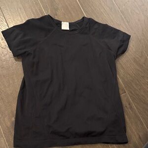 Athleta Girl Black Crewneck Tee with Logo Tag